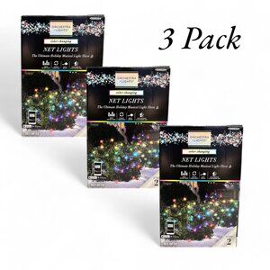 3 Pack Gemmy Orchestra of Lights LED Net Lights Multicolor Color Changing